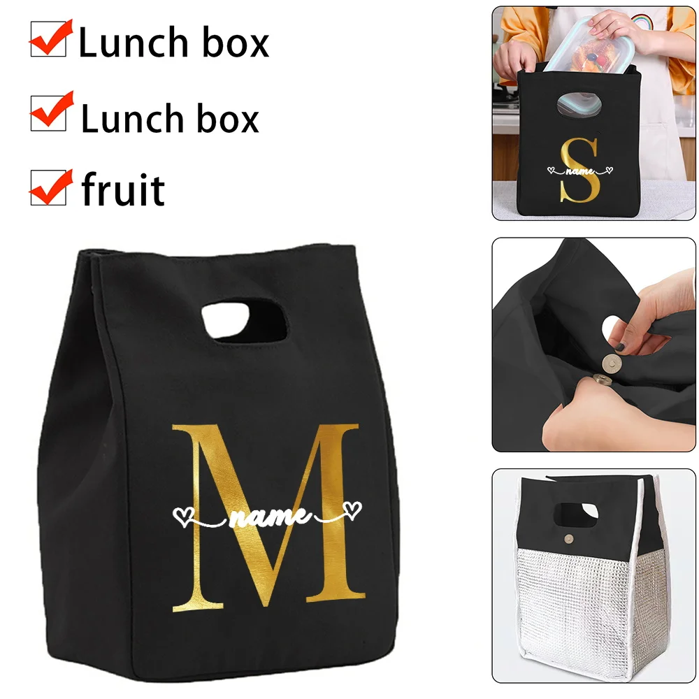 Personalized Customized Letter Pattern Lunch Bag Bento Box Picnic Portable Food Insulation and Refrigeration Bag Storage