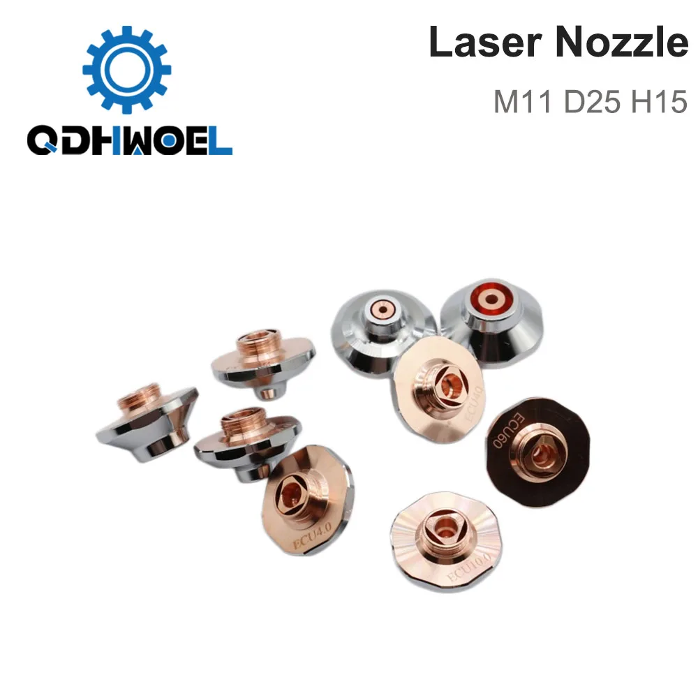 E Series Laser Nozzle M11 ECU  Height 15mm D25 Precitec Cutting Nozzle Double Layer For Fiber Cutting Machine