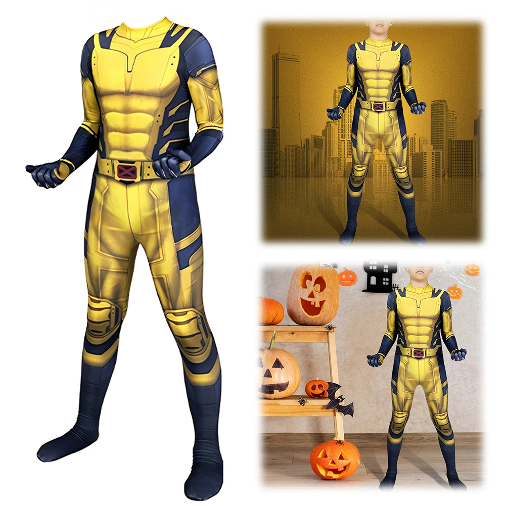 Superhero Cosplay Costume 3D Superhero Cosplay Bodysuit Wolverine Cosplay Costume for Halloween Man Outfit