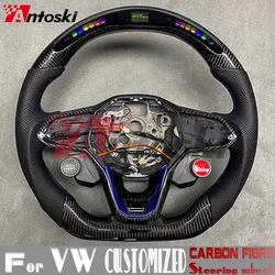 Customized Carbon Fiber Leather Steering Wheel for Volkswagen VW Golf 8 GTI R Line MK8 Jetta GLI ID4 Automotive Parts Alcanta