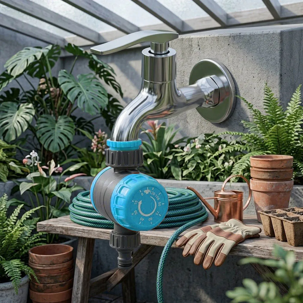 360 Degree Rotating Mechanical Watering Timer for Flexible Garden Hose Installation and Precise Water Direction