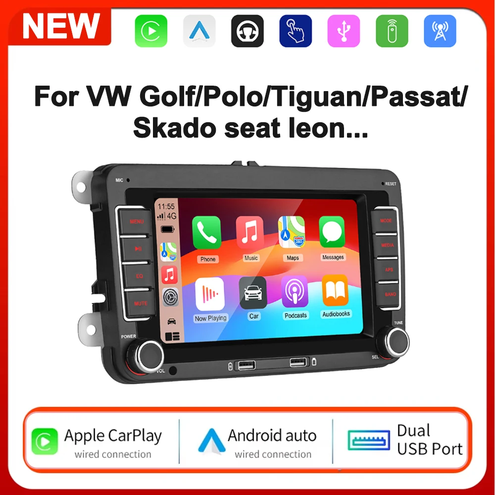 7inch Car Radio CarPlay Android Auto for Volkswagen VW Passat B6 B7 CC Tiguan Touran GOLF POLO CarPlay