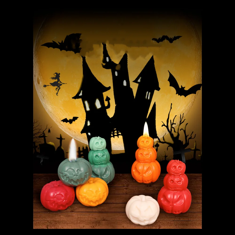 Muffa della candela del Silicone della zucca di Halloween fai da te espressioni Multiple Ghost Aroma cera sapone stampi in resina decorazione dei regali di Halloween