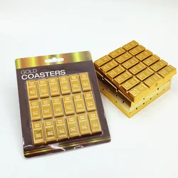 Coasters Mat Gold Cup Fake Pad Housewarming Bar Skidgiftsdrink Non Modern Squaretea Bullion Bars Brick Novelty Funny Insulation