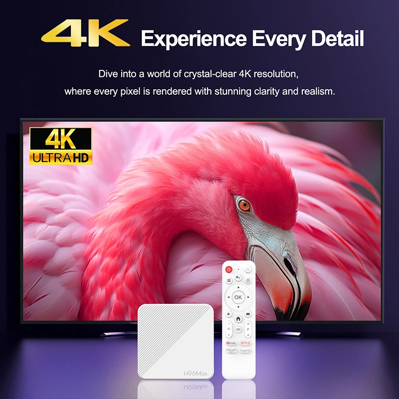 Smart TV Box H96 MAX Android 14 Wifi6 BT Remote Control 4K Quad