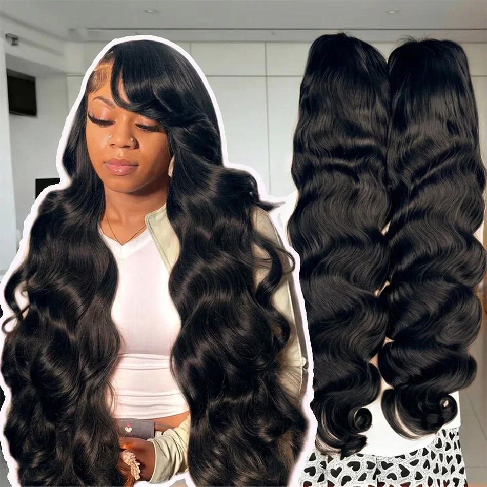 Perruque frontale en dentelle HD 13x4 en cheveux humains, densité 250, ondulations naturelles, 30-40 pouces, noire, prête à porter, Perruques frontales en 13x6, Perruques sans colle 5x5 à ondulations