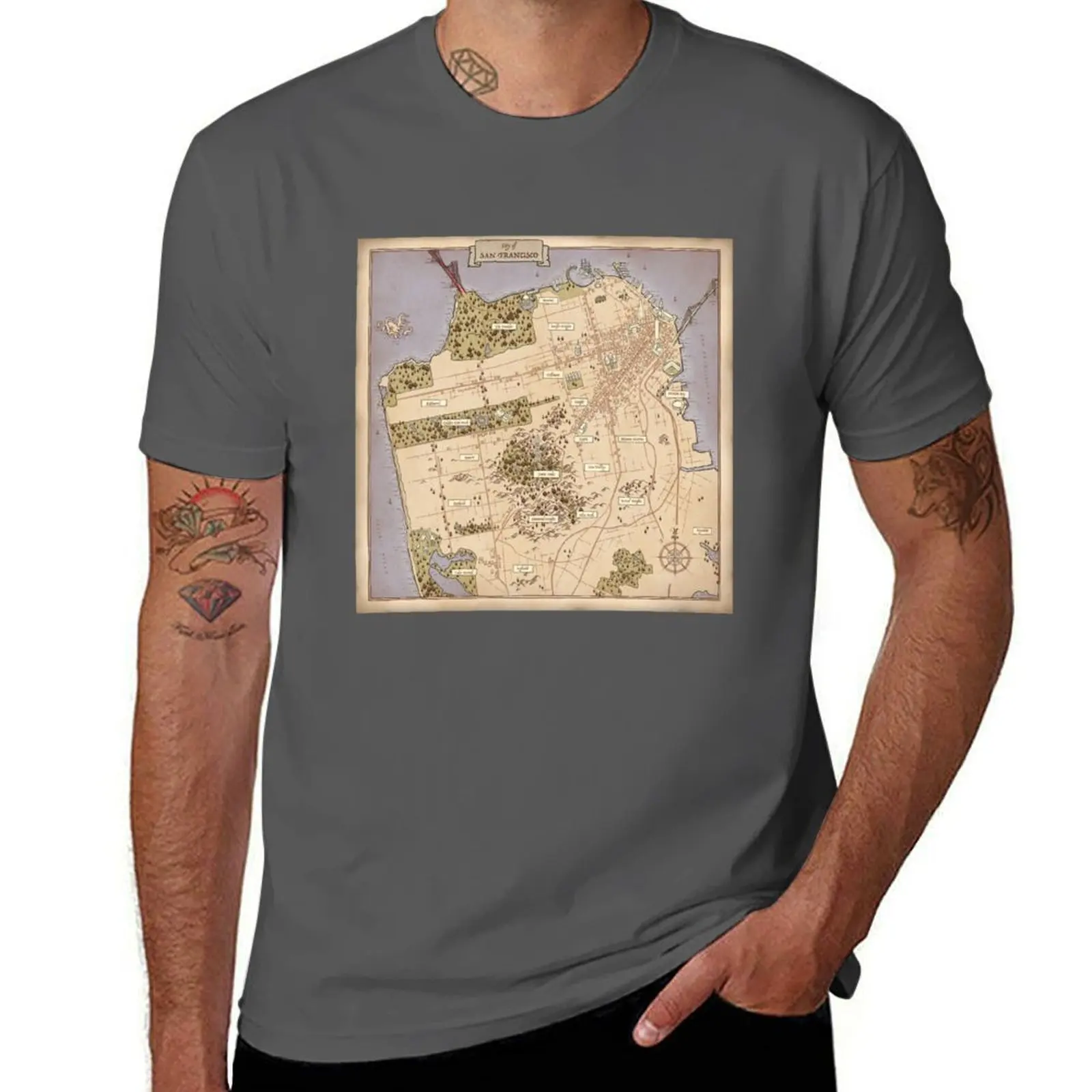 

San Francisco Fantasy Map T-Shirt valentines clothes quick drying Anime t-shirt shirts graphic plain t shirts men