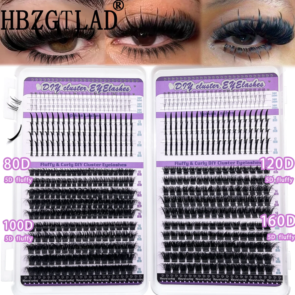 Bottom of eyelash book+spikes eyelash cluster 30D-160D eyelash cluster extension False eyelashes Wise Manga Cluster Anime Person