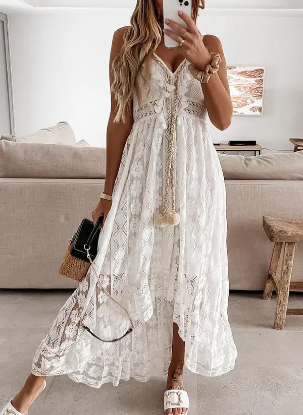 Camis Dress for Women 2024 Vestido Evening Dress Korean Vintage Summer Elegant Beach Bohemian Long Dresses for Female Clothing