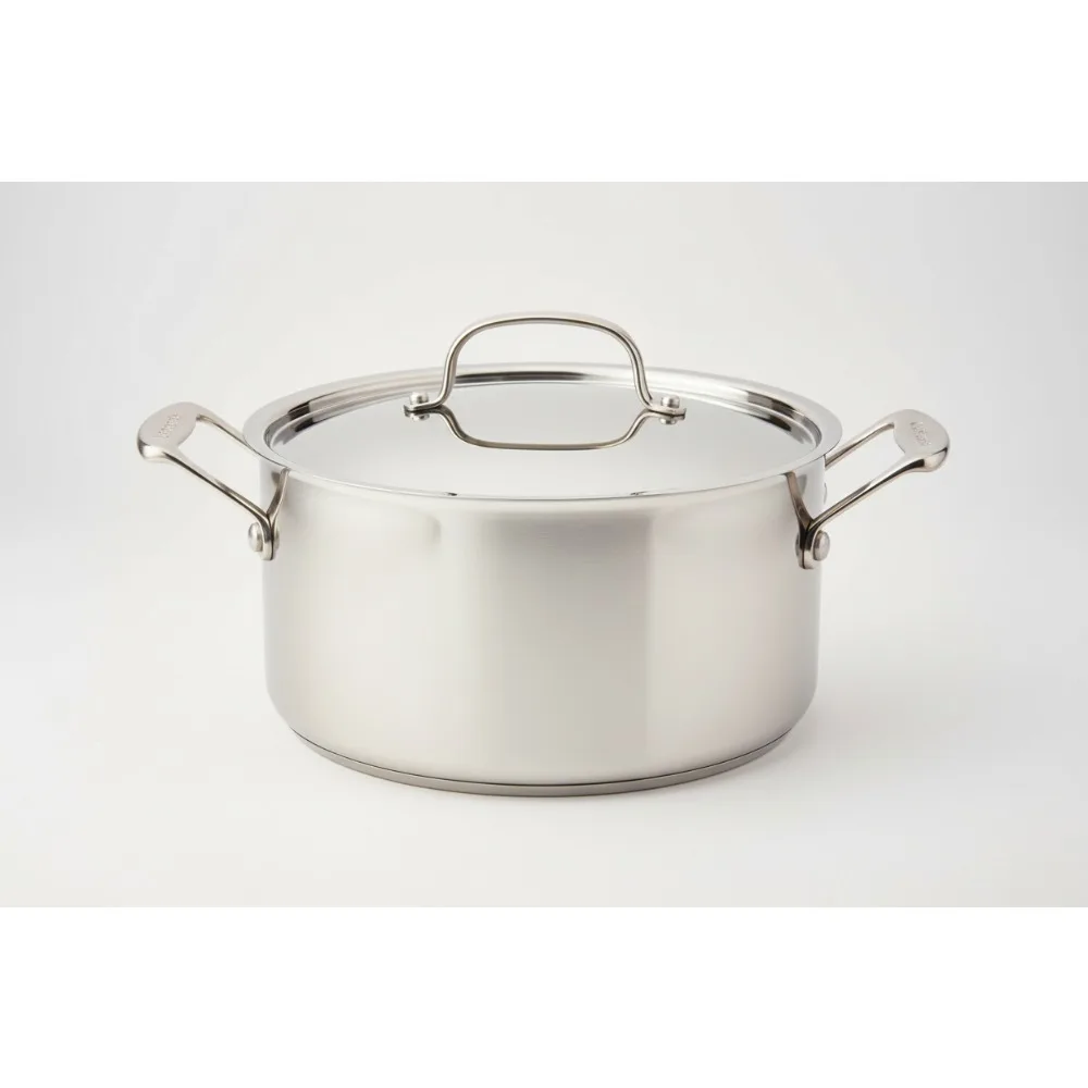 

6-Quart Stainless Steel Stockpot with Lid - Even Heating, Drip-Free Pouring for Home Chefs & Cooking Enthusiasts