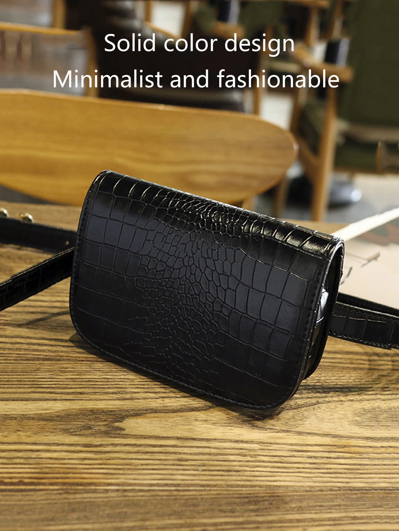 Modische Damen-Hüfttasche, multifunktionale kleine Tasche aus PU-Leder mit Krokodilmuster, lässige Sport-Brusttasche mit diagonalem Kreuz – Detail 1