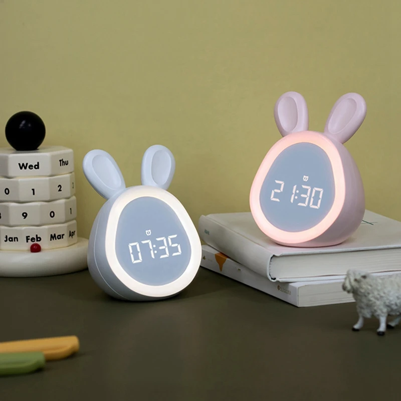 M07K-Children Cute Alarm Clock With Night Light Stepless Dimming LED Digital Alarm Clock For Boys And Girls