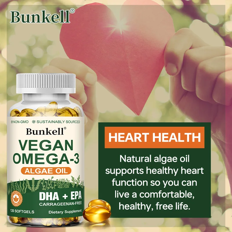 مكمل زيت الطحالب 1000 ملغ، يدعم صحة القلب والأوعية الدموية والرؤية، ومضاد للالتهابات ومضادات الأكسدة