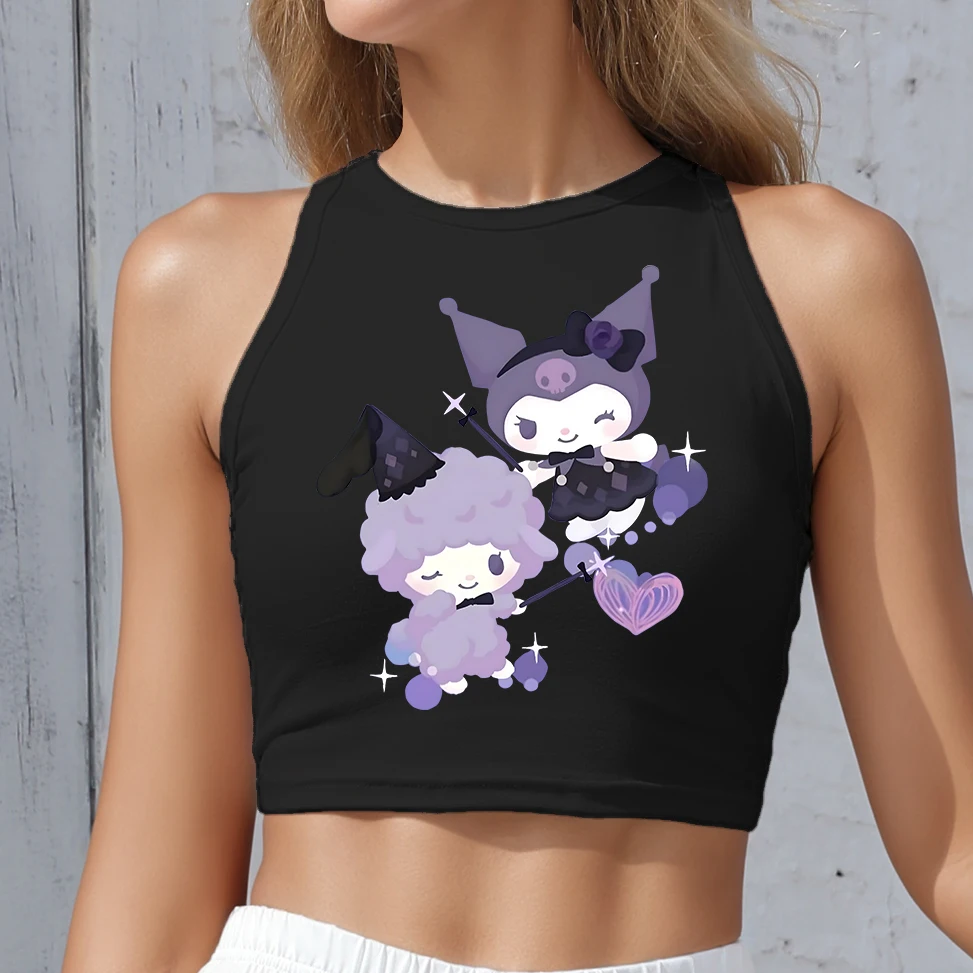 

CUTE TOPS off shoulder crop top women summer SHOUJO CLOTHES KUROMI essential