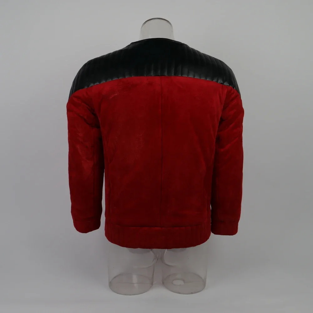 Disfraz de Star The Next Generation para hombre, chaqueta de uniforme de servicio del Capitán Picard, TNG rojo, abrigo cálido de invierno, accesorio de Cosplay