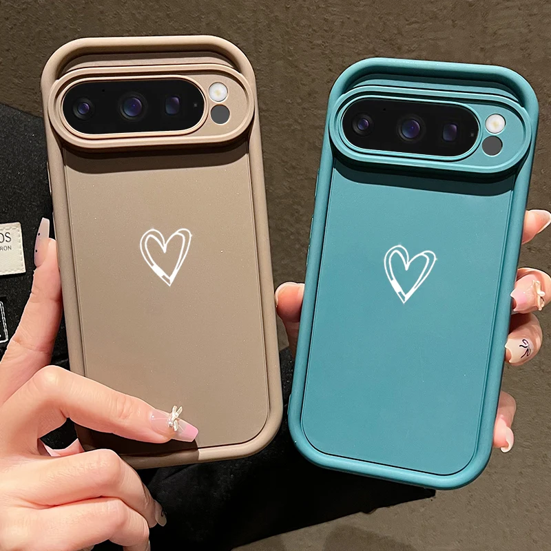 حافظة بسيطة بنمط الحب لهاتف جوجل بيكسل 10 9 8 7 Pro 9A 8A 7A Pixel 9 10 Pro XL حافظة هاتف بلون سادة مقاومة للصدمات #4