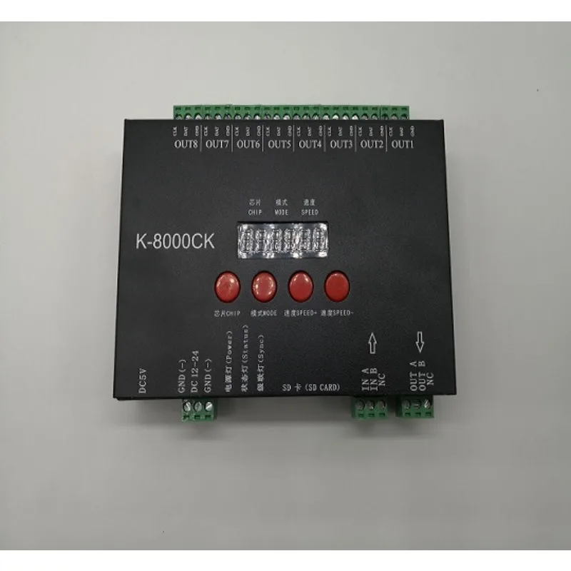 Led SPI K-8000CK controller support more channel SD card program LEDedit IC LPD6803,TM1809,WS2801,WS2811,TLS3001,UCS1903