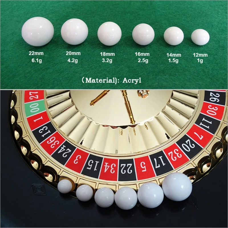 New 5pcs Russian Roulette Ball Casino Roulette Game Replacement Ball Acrylic White Ball 12/14/16/18/20/22mm