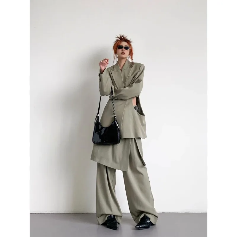 SuperAen Spring and Summer 2025 New Waist Slimming Hole Suits Fashion Loose Patchwork Skirt Pants Women Two-piece Sets