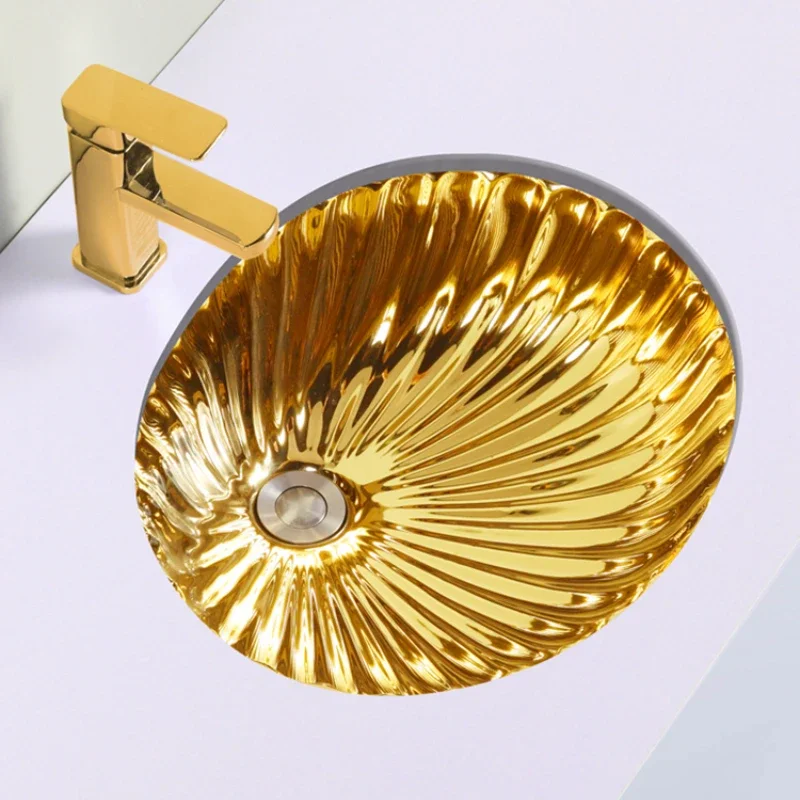 

Electroplated Color Gold Silver Ceramic Drop-in Sink