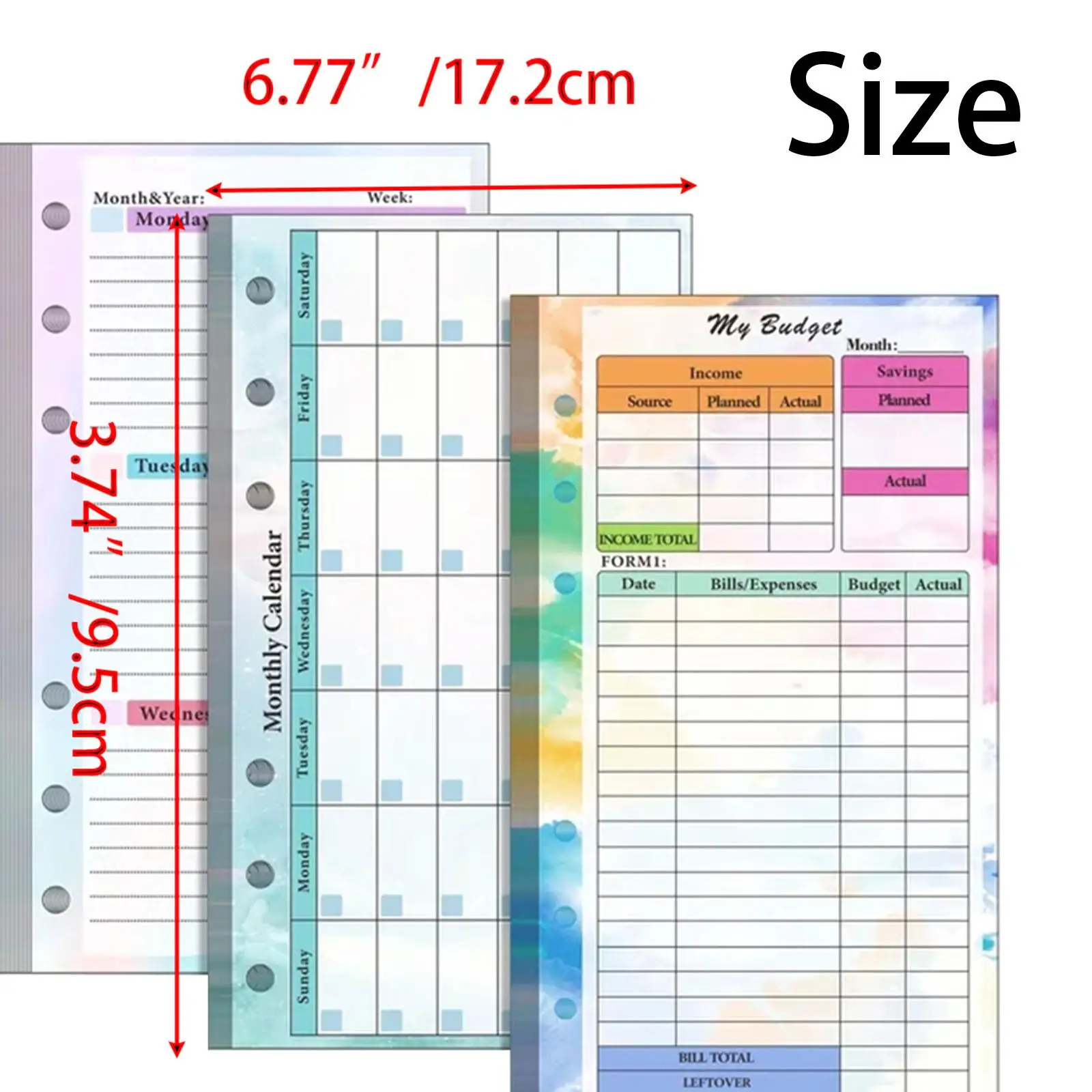 A6 Refill Paper A6 Binder Planner Insert 6 Ring Loose Leaf Lined Paper for Financial Planner Daily Use Personal Organizer