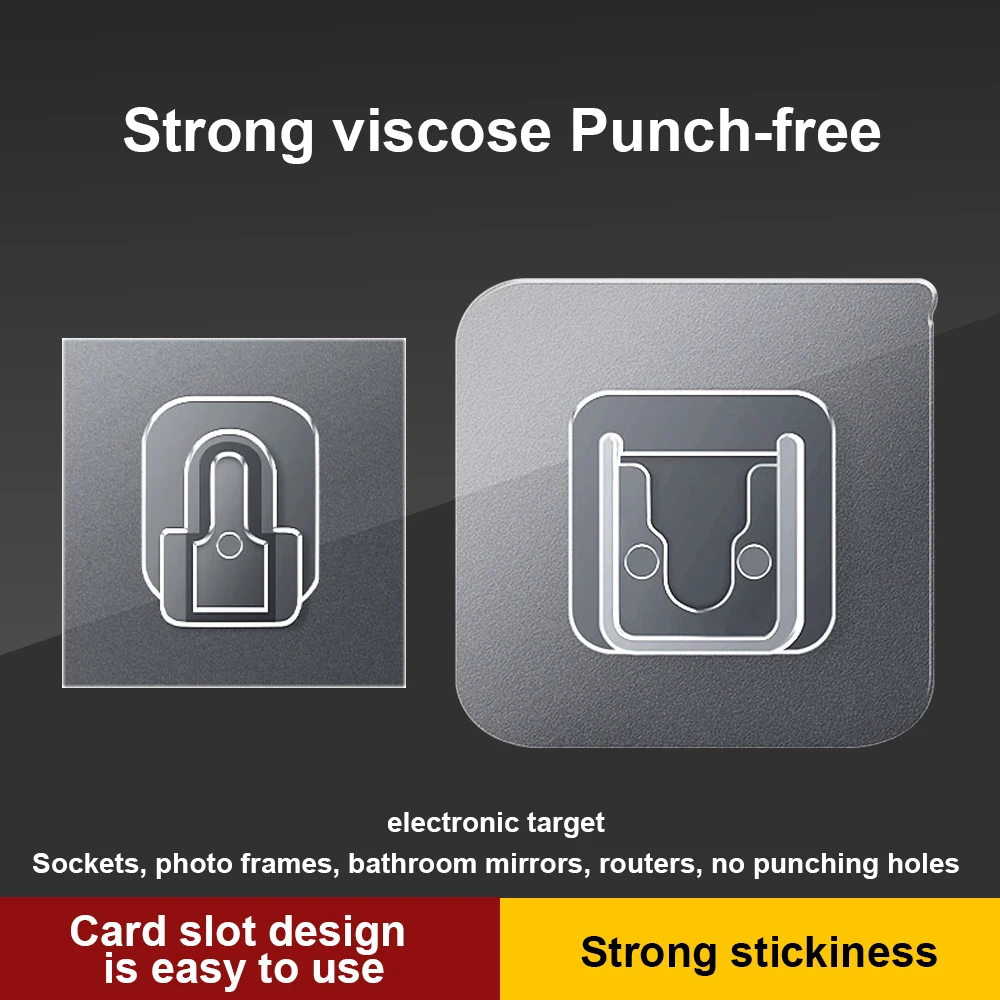 Super strong & repositionable adhesive. Secures firmly to any smooth surface without residue.