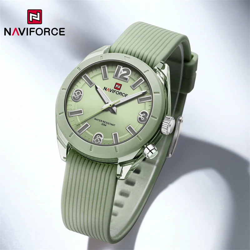 Naviforce relógio de pulso de quartzo feminino, pulseira de silicone, impermeável, moda, novo, 2024