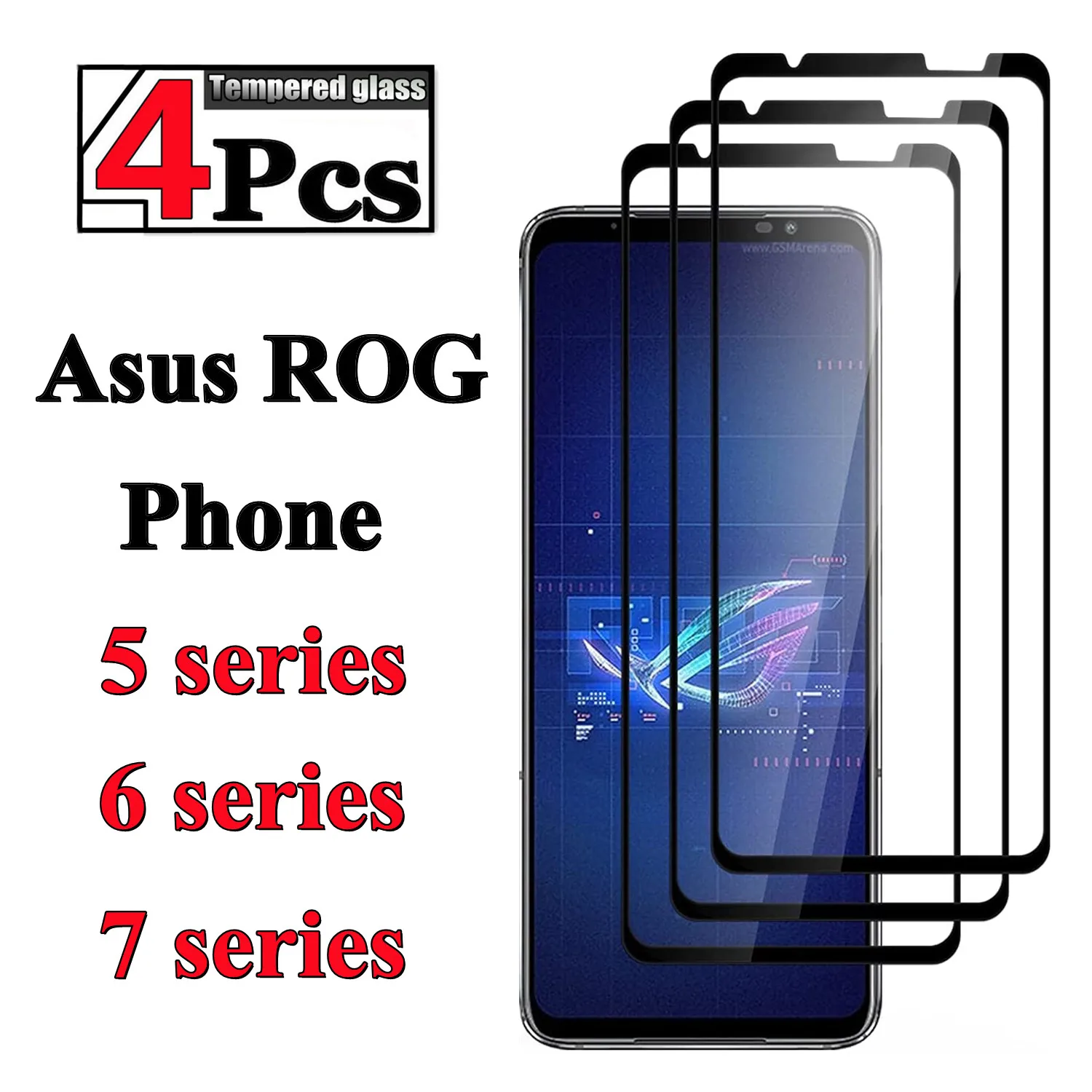 For ASUS ROG Phone 5/5Pro 5/5s/5s Pro 5 Ultimate 6/6 Pro/ 6D/ 6D Ultimate 7/7Ultimate Full coverage Screen Protector Glass Film