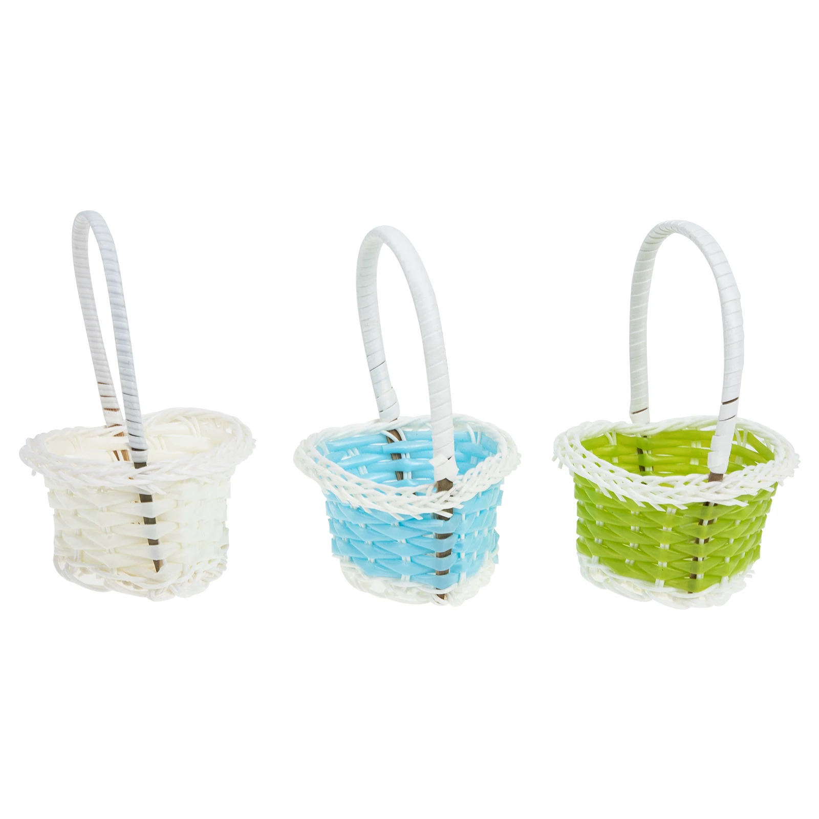

3Pcs Plastic Woven Baskets for Easter Eggs Toys Clothes Storage Home Decor Multi Functional Small Hamper Laundry Basket
