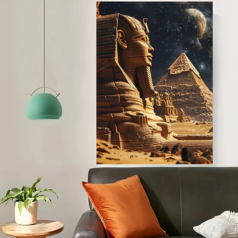 1000 قطعة من أحجية الصور المقطوعة على شكل فرعون مصري وأرواح أبو الهول - تحدي المستوى المتقدم مع تصميم السماء الليلية المرصعة بالنجوم، مستطيل أبيض #3