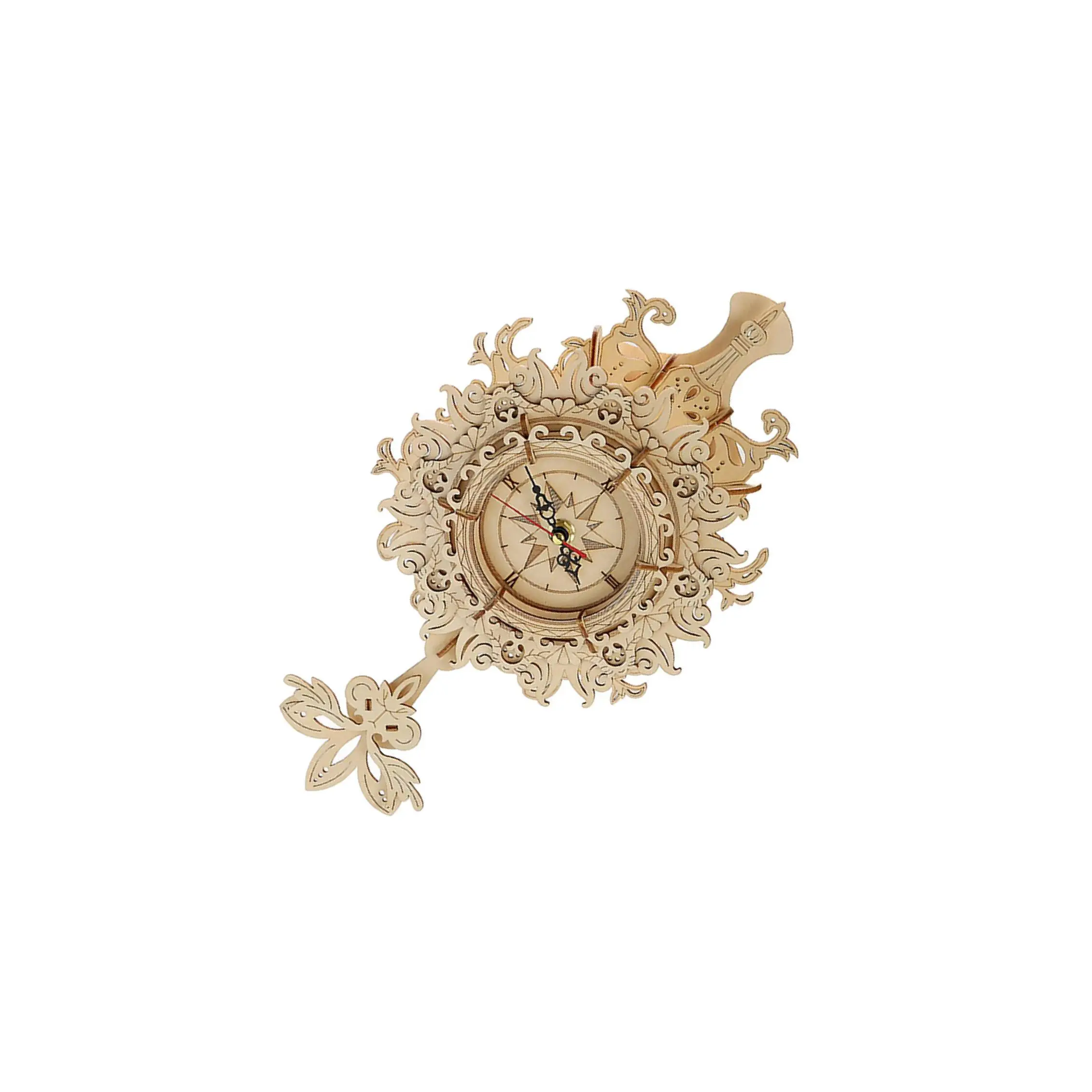3D Wooden Puzzle Clock Retro Wall Clock DIY Construction Toy for Kids/Adult
