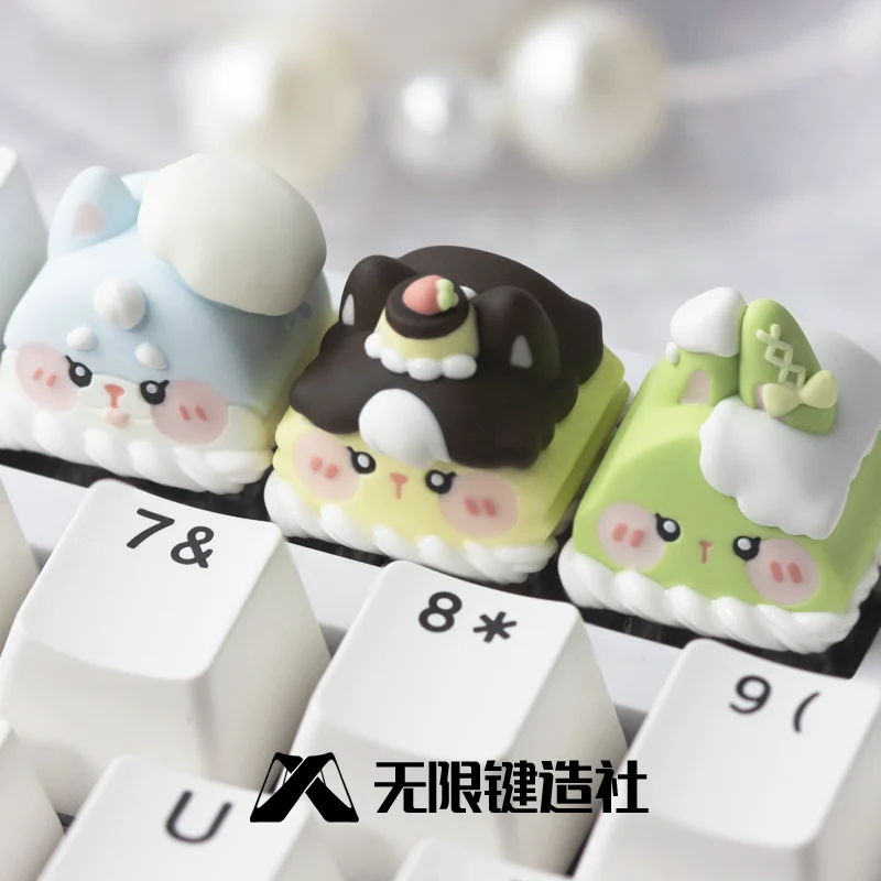 Original Dim sum cute theme key cap resin mechanical keyboard cross axis PC game keyboard collection gift custom key cap