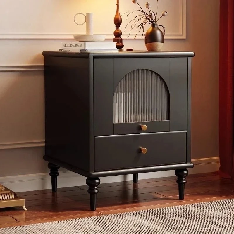 & Handcrafted Vintage Nightstand Solid Wood Bedside Table Storage Drawer Classic Design bedroom Furniture Modern Farmhouse locke