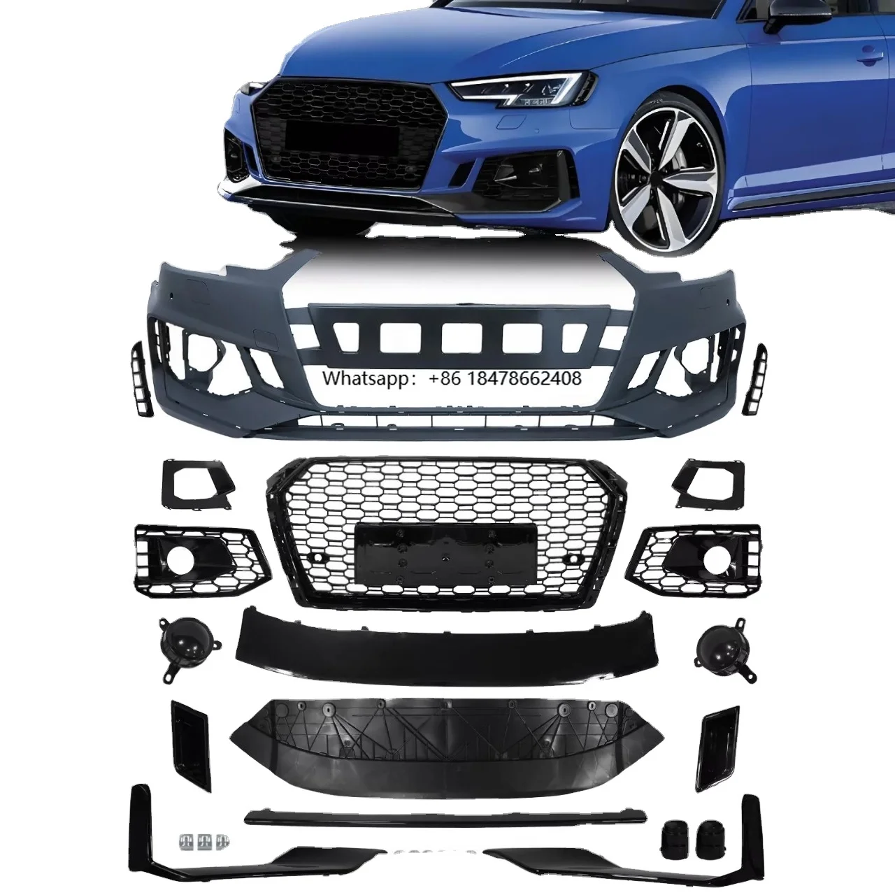 

Auto A4 S4 B9 Upgrade RS4 Body Kits A4 B9 S4 Front Bumper with Grill for RS4 Style Body Kits 2017 2018 2019