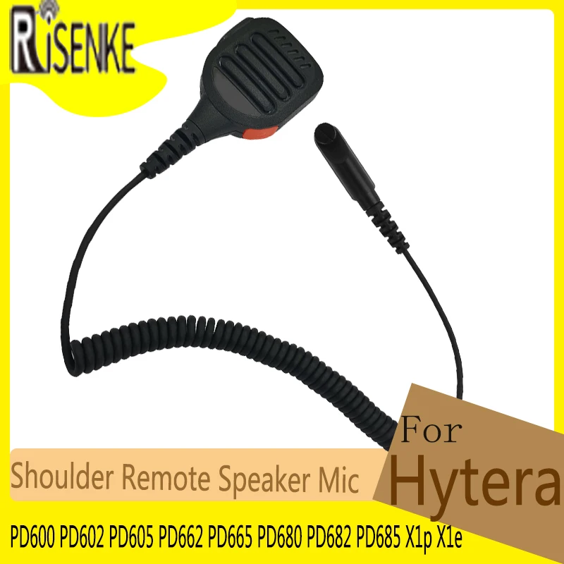 RISENKE-Speaker Microphone for Hytera Walkie Talkie,Shoulder Mic,PD600,PD602,PD605,PD662, PD665, PD680, PD682, PD685, X1p, X1e