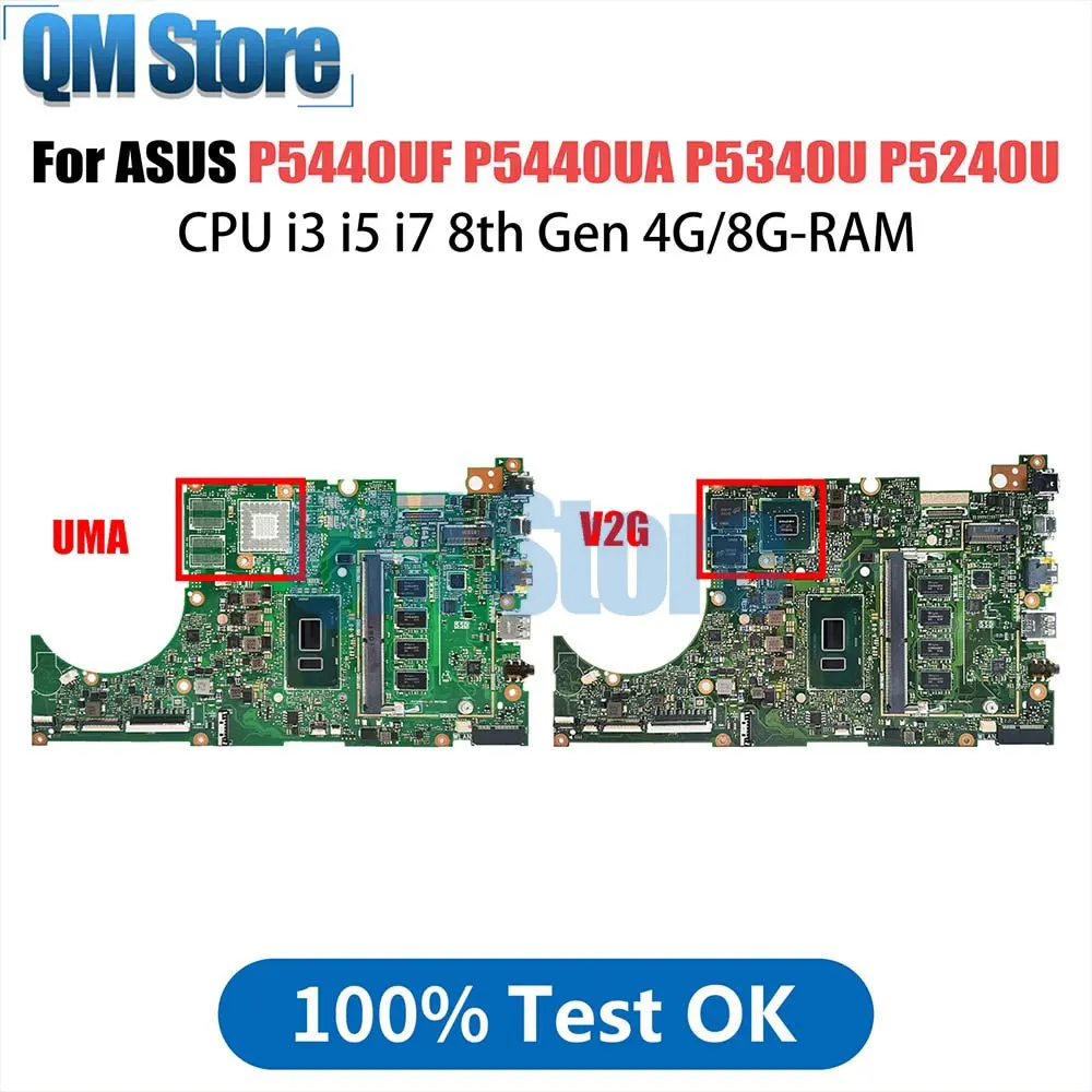 

P5440UF Laptop Motherboard For ASUS ExpertBook P5440UA P5340UF P5340UA P5240UF P5240UA P5440U i3 i5 i7 8th 4G-8G-RAM V2G