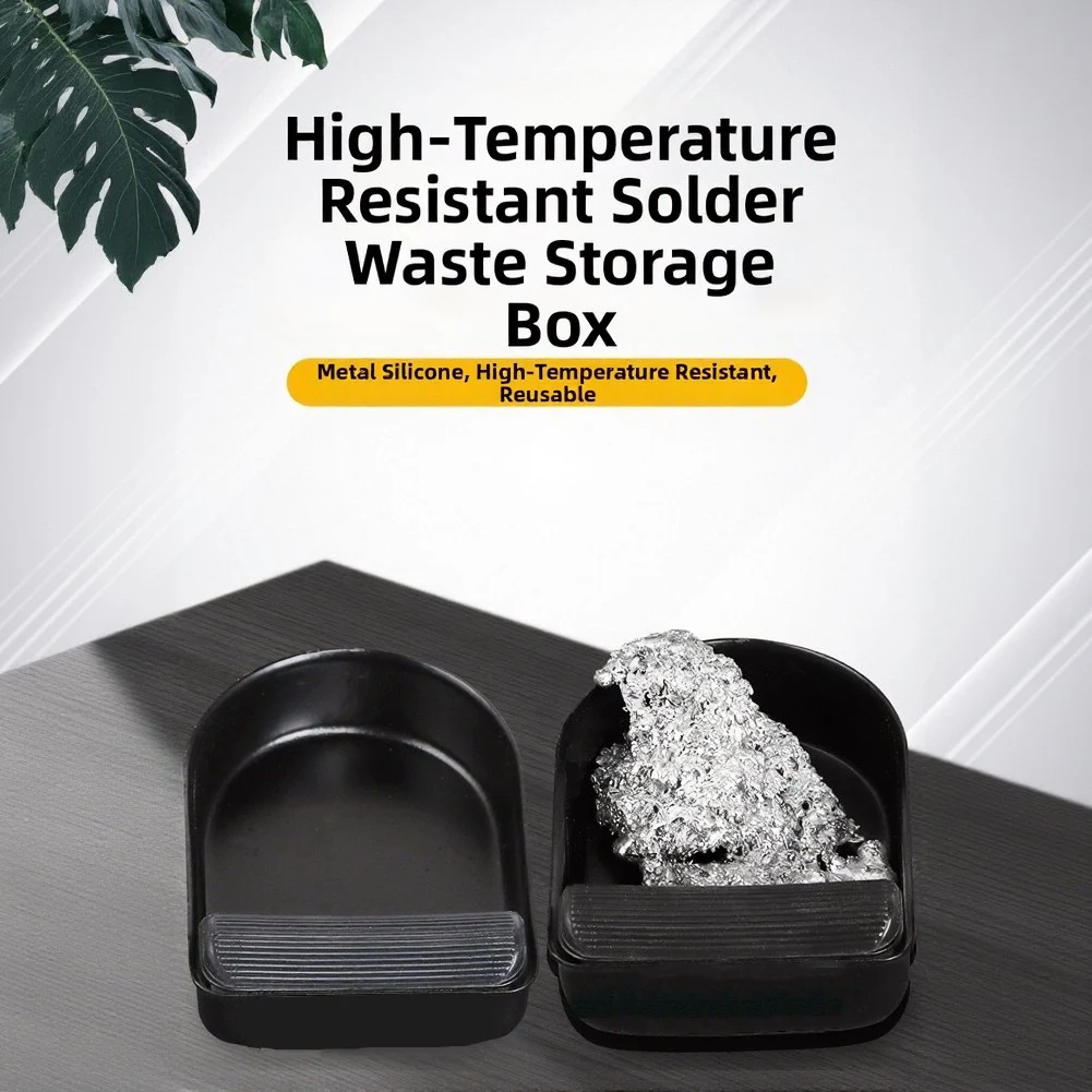 Compact Solder Dross Box for Soldering Stations Metal Silicone Heat Resistant 100mm x 77mm x 30mm Black Finish