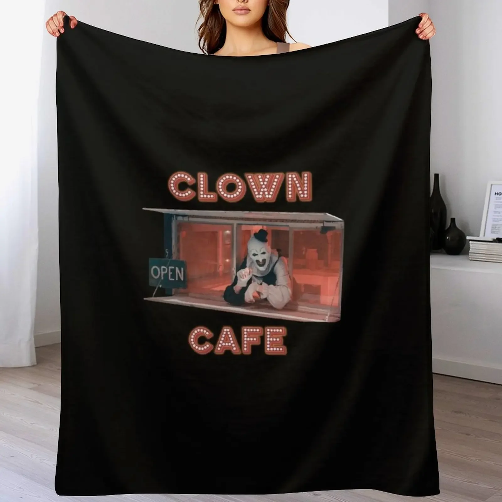 

Terrifier Clown Cafe Throw Blanket Stylish Decor Blanket Gift for Friends Roommate