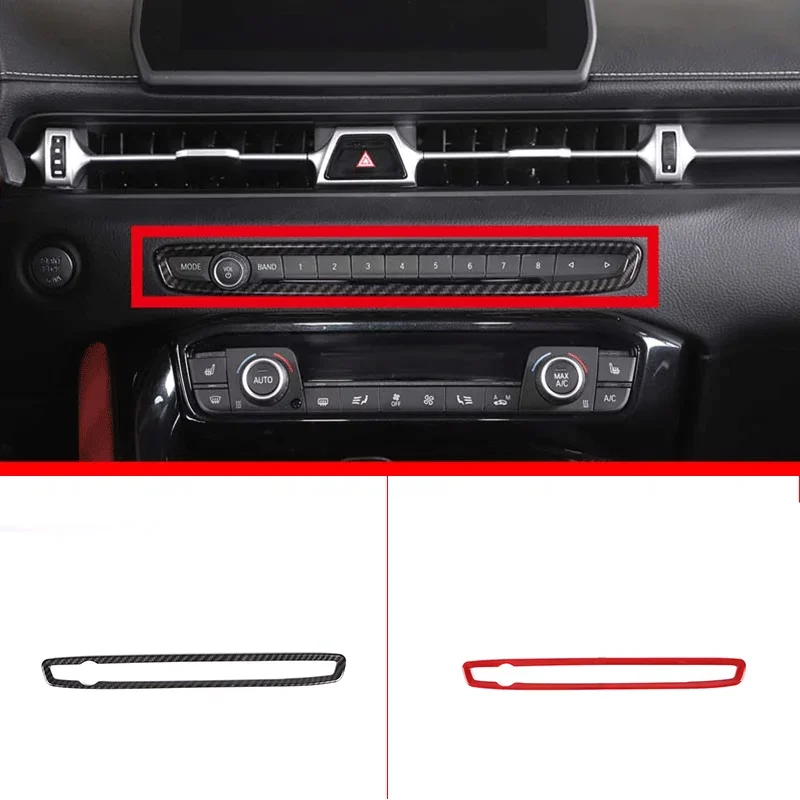 

For 2019-2022 Toyota GR Supra MK5 A90 ABS Carbon Fiber Car Center control volume knob frame trim Sticker car trim accessories