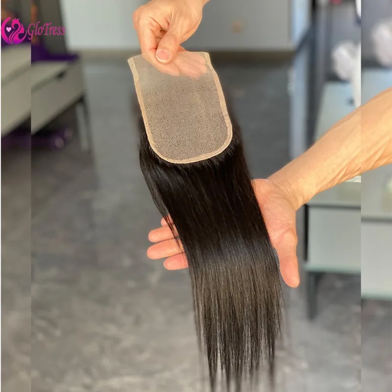 10-22 Zoll 4x4 Free Part Lace Closure 100% brasilianisches unbehandeltes Remy Echthaar, glatt, hohe Qualität, natürliche Farbe – Detail 2