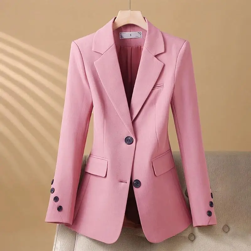 2024 New Suit Coat Women\'s Korean Style Slim Single Breasted Blazers Office Female Temperament Blazers Jacket Outwear Tops