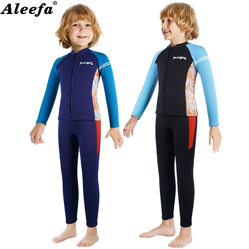 

Two-Pieces Wetsuit 2.5mm Neoprene for Boys Girls ,LONG Sleeve Spring and Winter Swimwear,Snorkeling,Swimsuit Cold water