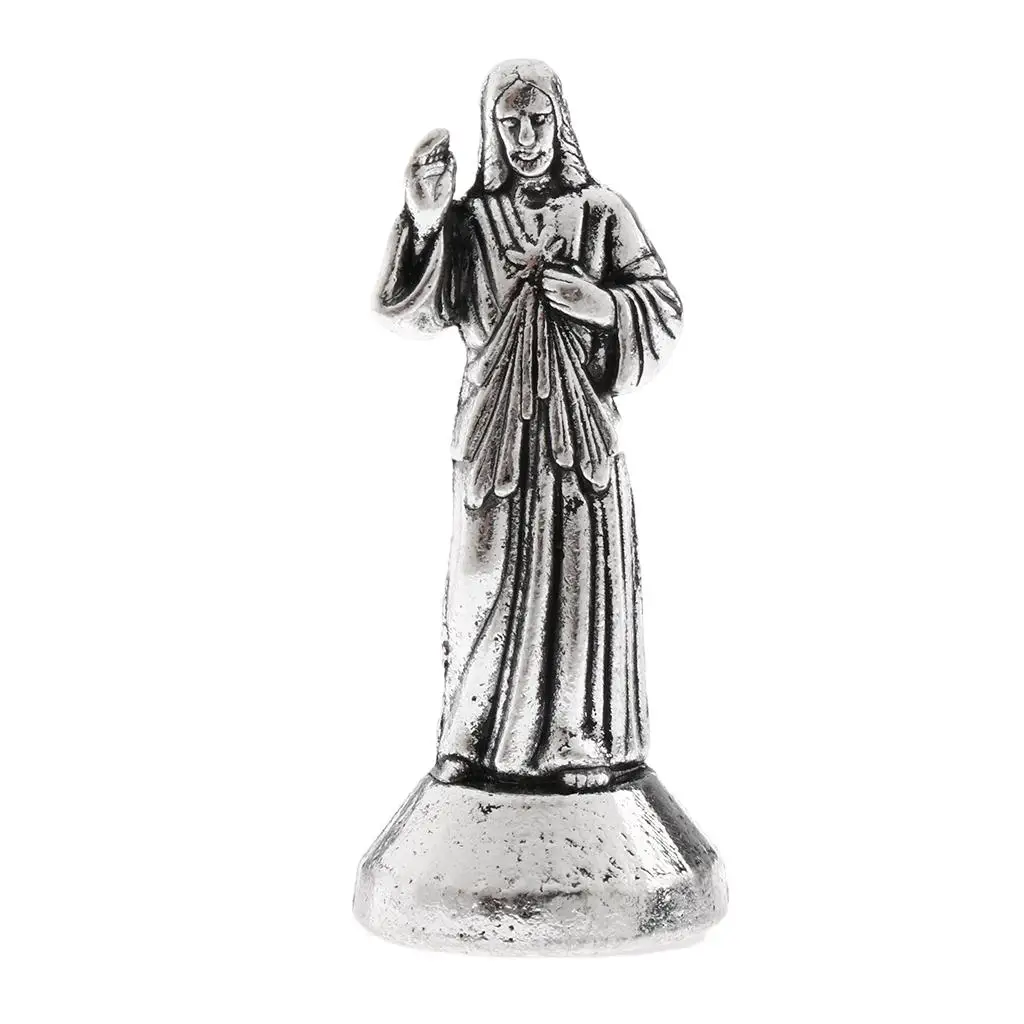 Alloy Jesus Figurine Magnetic Bottom Religious Statue Decorative Christian Object for Prayer Room Decor
