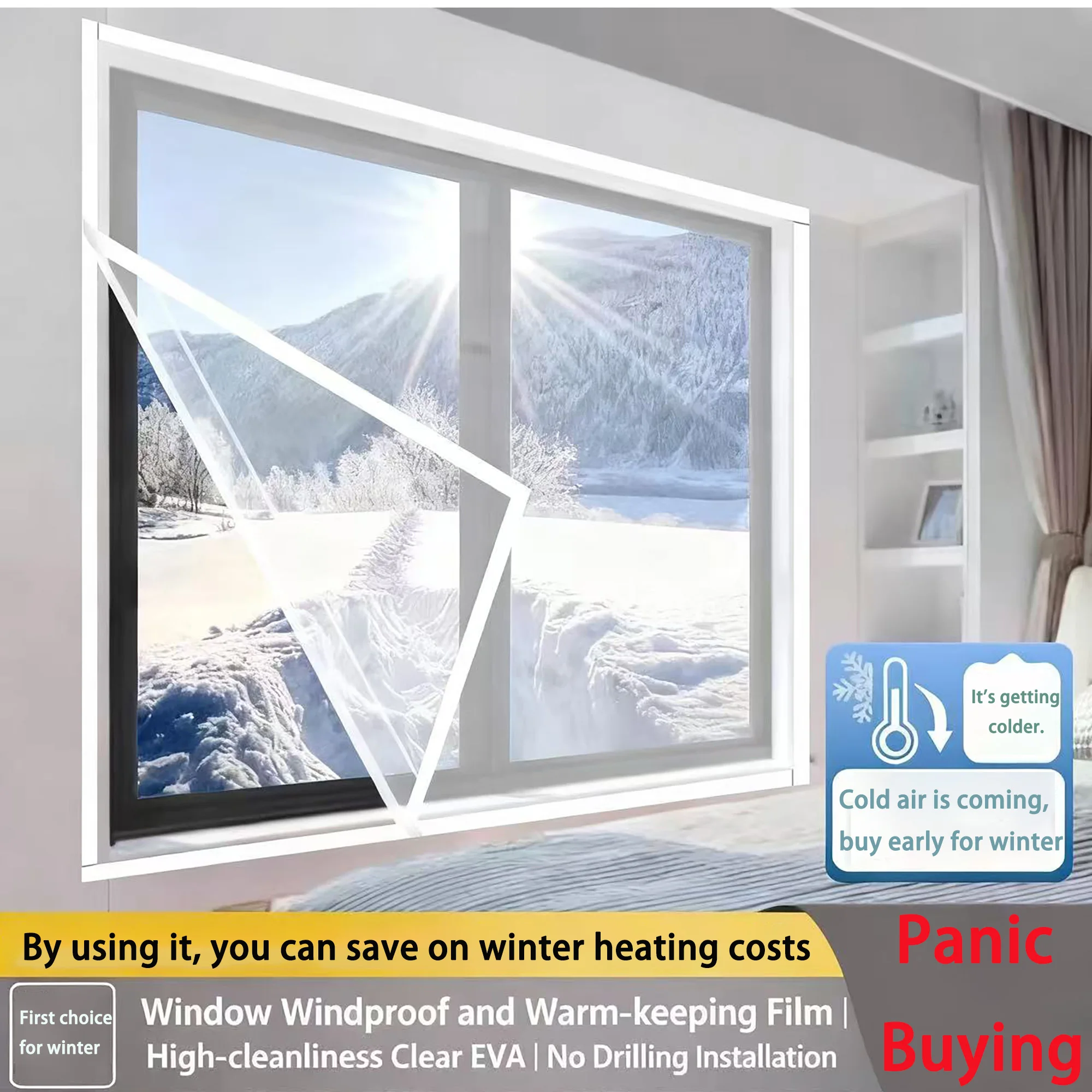 

Indoor windproof, dust-proof, warm windows, cold insulation film, kitchen waterproof and smoke proof door curtains in winter,