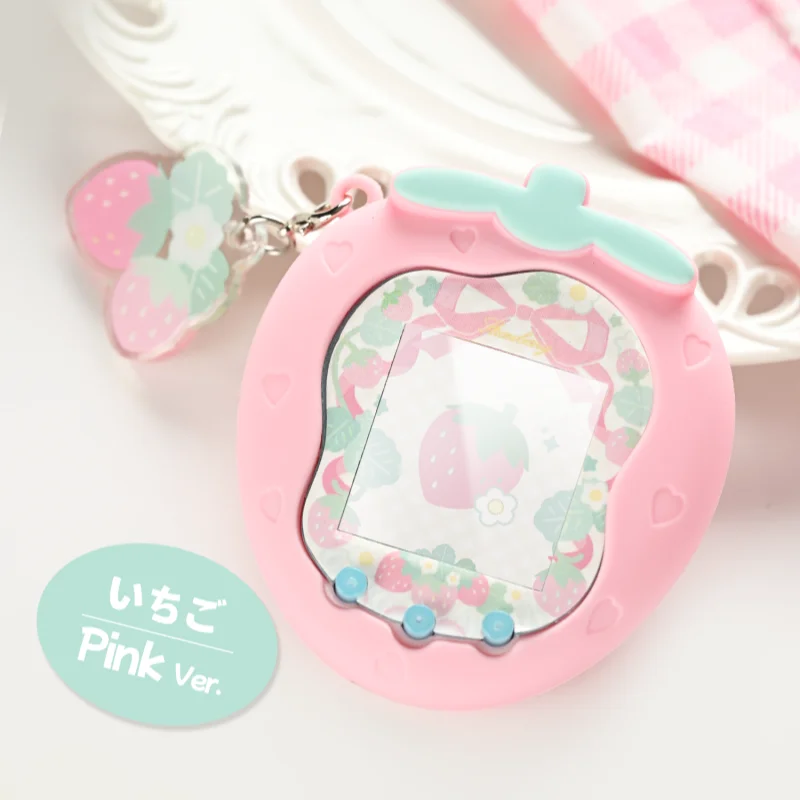 Hot Tamagotchi Uni Pet Machine Custodia protettiva Cover in silicone Morbida fragola Adesivi gratuiti Ciondolo Cartoon Cute Girl Gift
