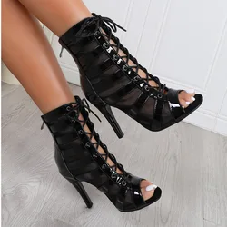 Women High Quality Heels Peep Toe Boot Stilettos Jazz Dance Woman Shoes Ballroom Suede Sole Customizable Outdoor Sexy