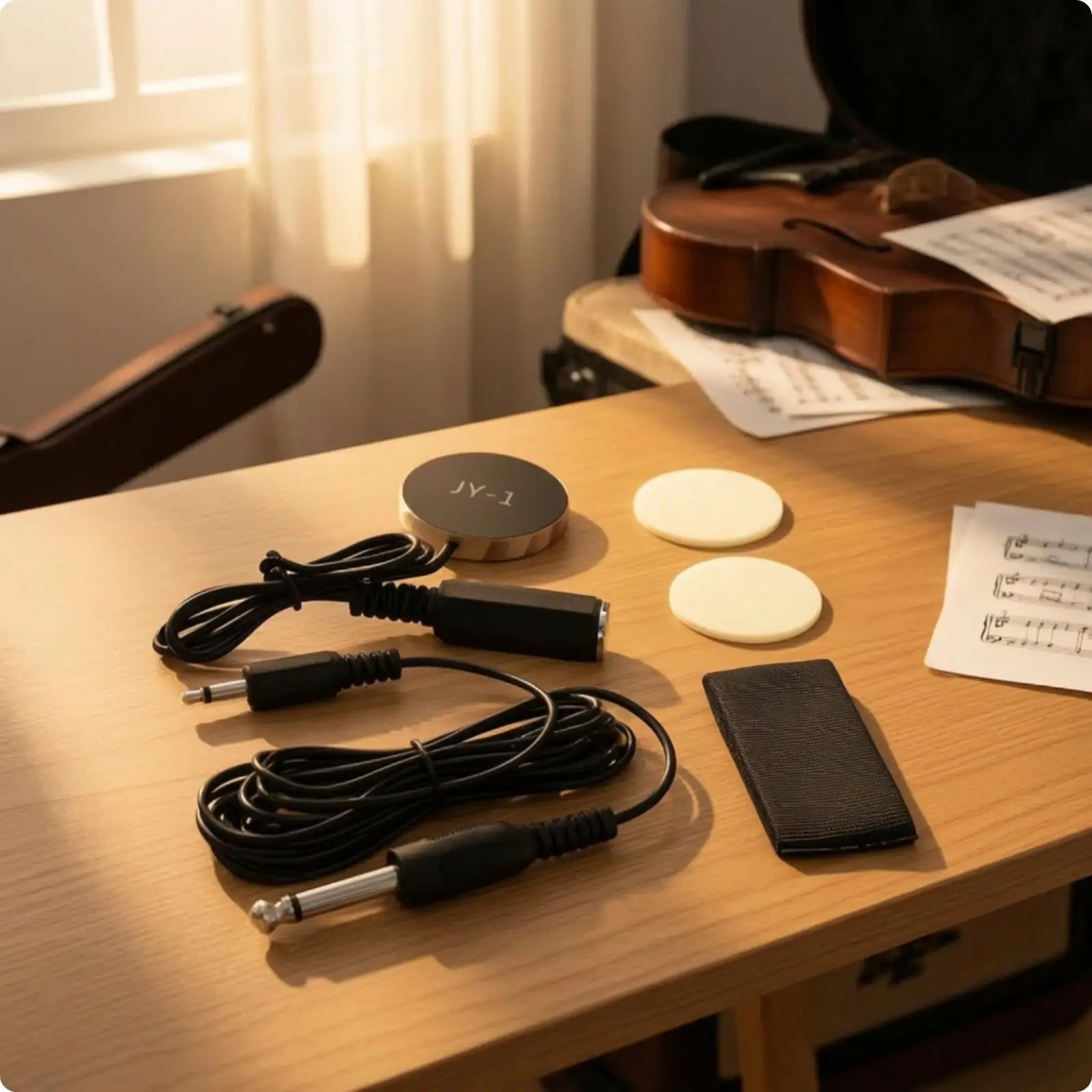 JY-1 Sound Pickup Device for Acoustic Guitar Violin with Hook and Loop Fastening ABS Plastic