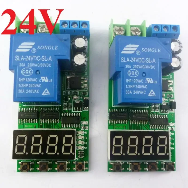 2 pces dc 24v 30a 2.5-24v alto ciclo de disparo temporizador tempo atraso relé placa de interruptor para módulo de carregamento de fonte de alimentação