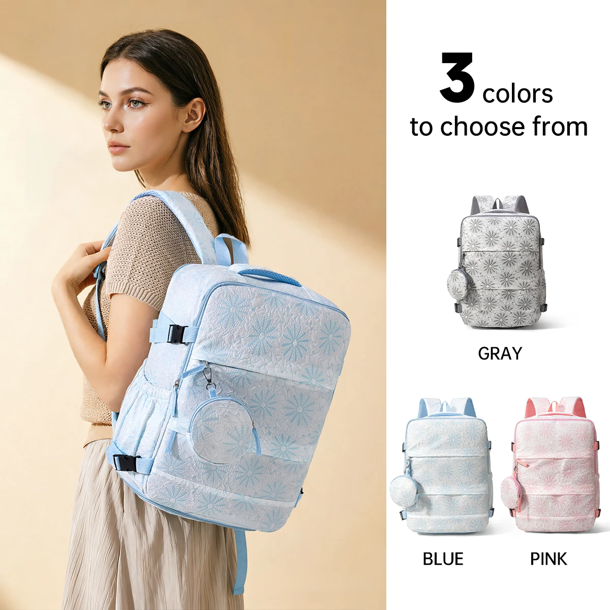 Cross-border multifunctional business travel laptop backpack, large-capacity commuter backpack, student school bag with small pouch