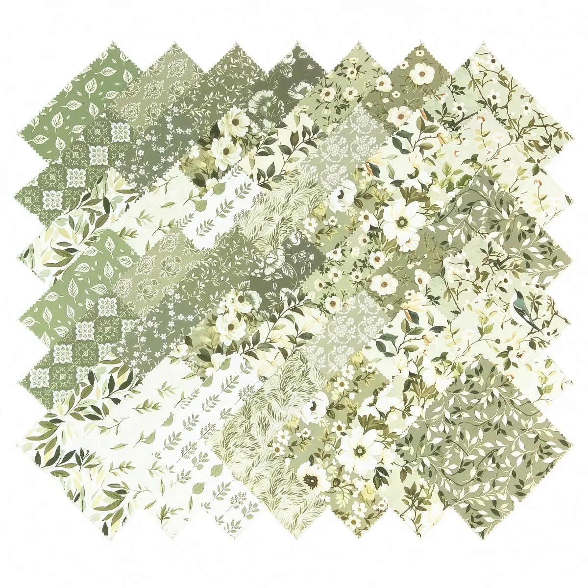 42-teiliges 5-Zoll-Set aus gesteppten Stoffquadern der Sage-Serie, geeignet für Näharbeiten und DIY-Quiltmaterialien